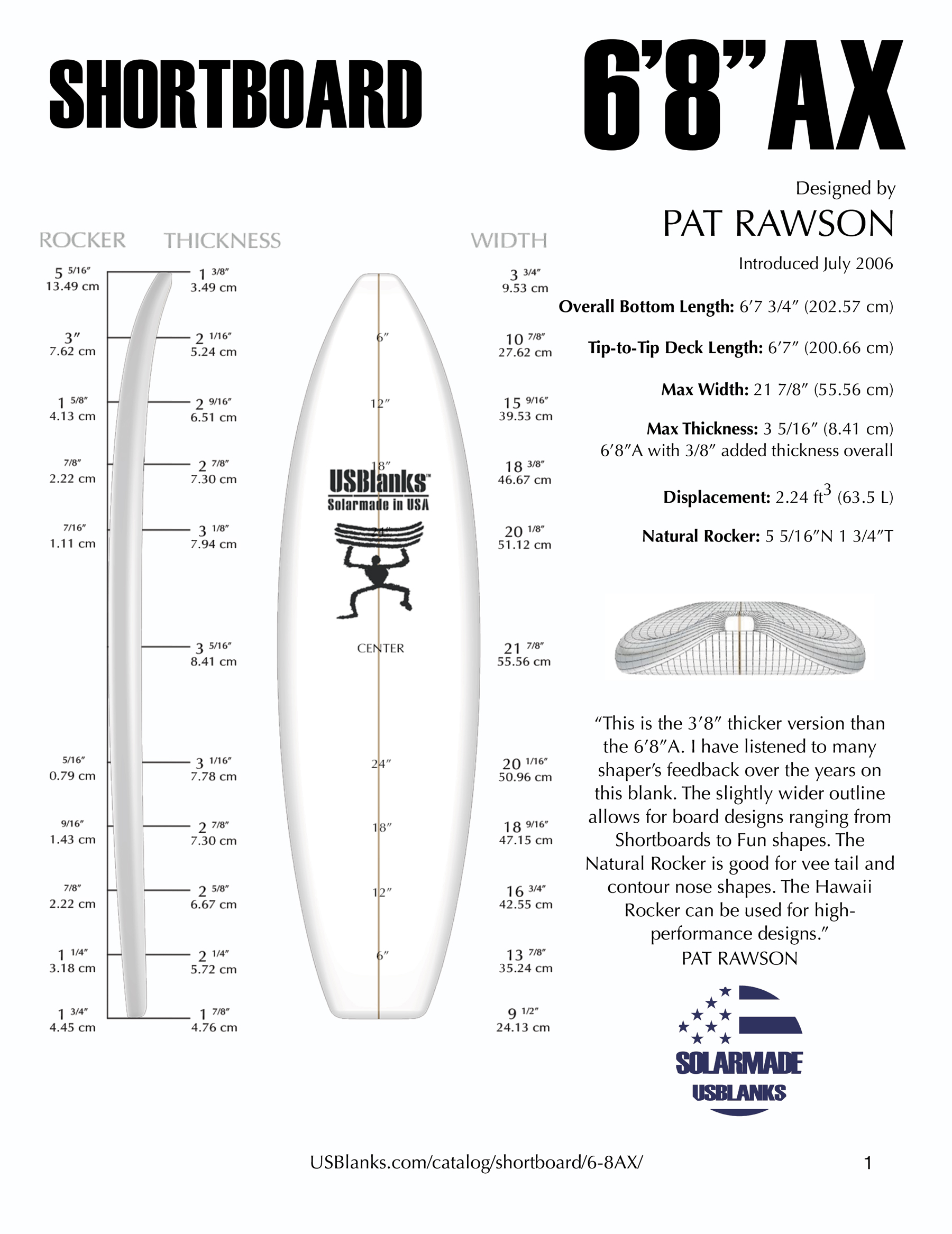Us blanks 6'8''AX