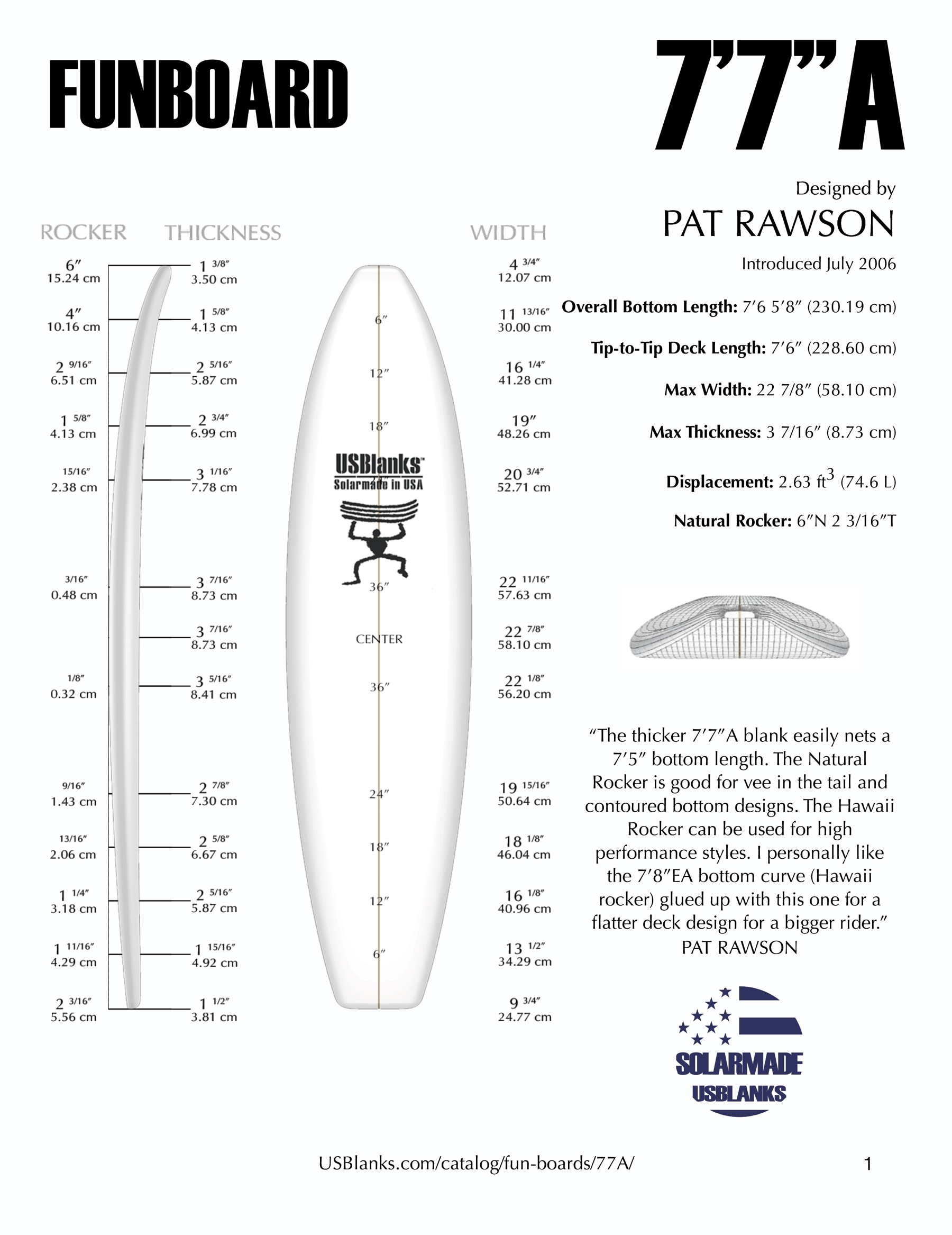 Us blanks 7'7''A